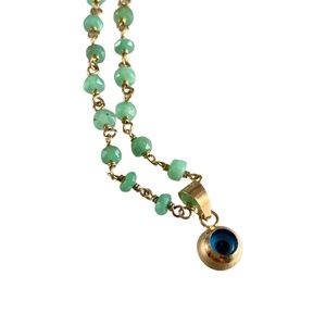 18” 18k Gold Chrysoprase Evil Eye Necklace